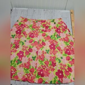 Notations Woman Floral Skirt Size 1X Pink Green Cotton Stretch